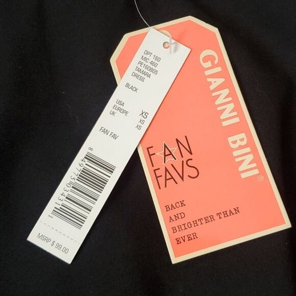 🆕️NWT Gianni Bini Fan Favs Tamara Off-the-Shoulder Sheath Bodycon Black Midi XS - Picture 13 of 16